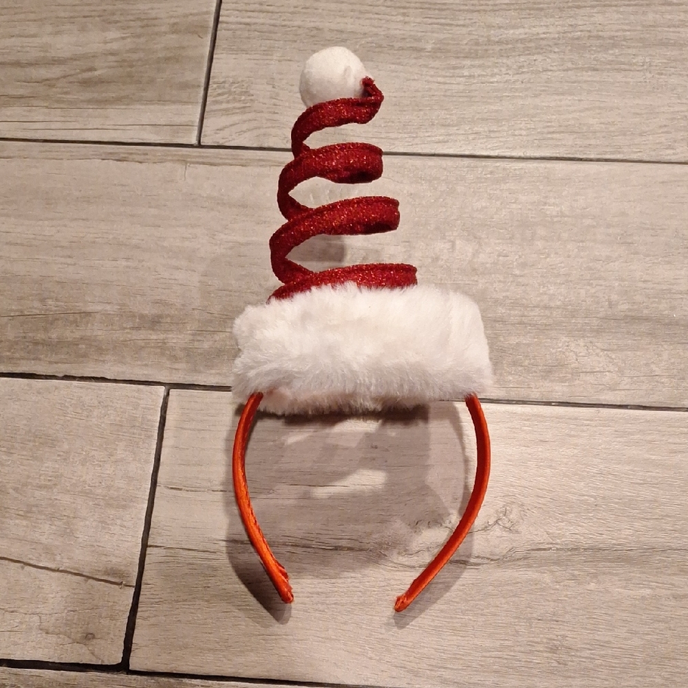 🦔Festive Red and White Spiral Santa Hat Christmas Headband🐧